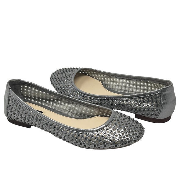 Alex Marie Shoes - Alex Marie women's Witney Hot Fix metallic silver rhinestone flats size 6